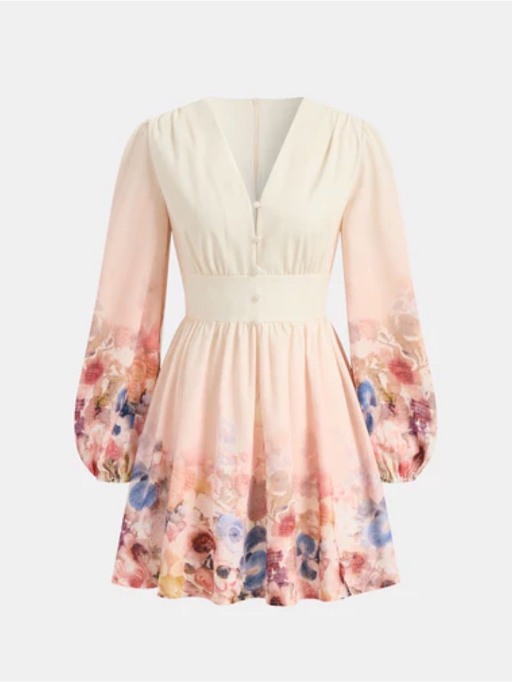 Commense floral print v-neck long sleeve mini dress Dress